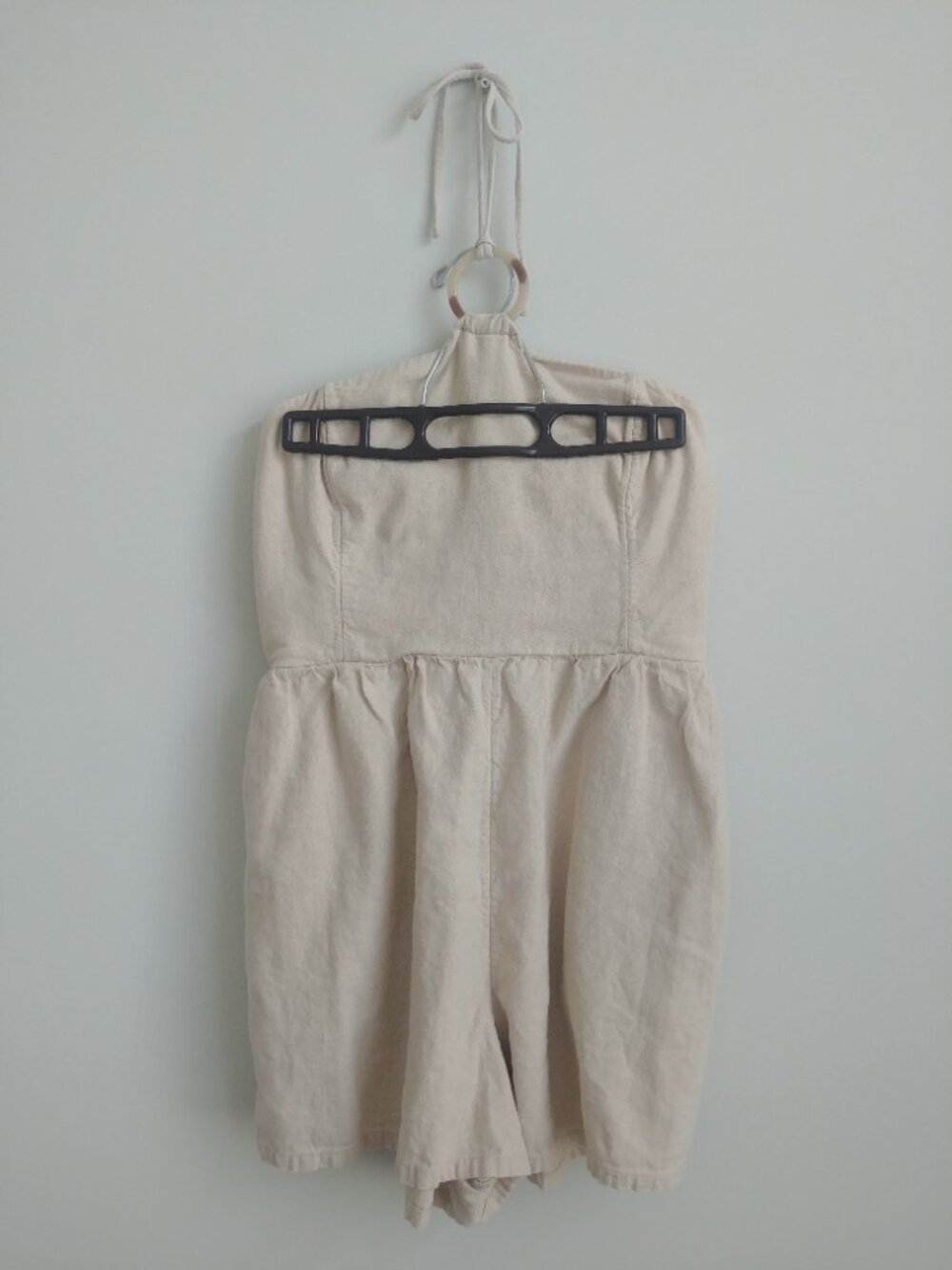 Old Navy Medium linen blend halter neutral oatmeal flax romper